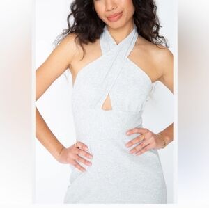 NWT Callahan x REVOLVE Mimi Midi Ribbed Halter Dress in Heather Grey M